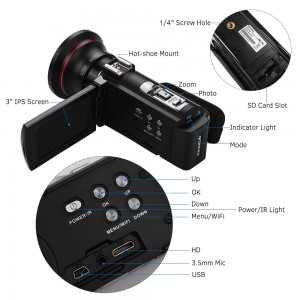 ORDRO HDV-AE8 4K WiFi Digital Video Camera Camcorder DV Recorder