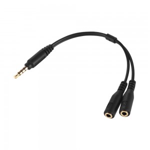 3.5mm Microphone Adapter Cable Audio Stereo Mic Converter Cord Two 3-Pole TRS Female to One 4-Pole TRRS Male Plug for iPad iPhone Samsung Huawei Smartphone