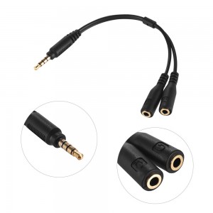 3.5mm Microphone Adapter Cable Audio Stereo Mic Converter Cord Two 3-Pole TRS Female to One 4-Pole TRRS Male Plug for iPad iPhone Samsung Huawei Smartphone