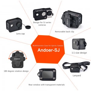 Andoer Multifunctional Clip-on Sports Camera Protecive Carrying Hanging Case Bag with Neck Lanyard Lens Cap for SJCAM SJ4000 SJ5000 or the Same Size Action Cam