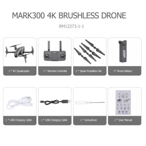 Mark300 5G Wifi GPS RC Drone 4K Camera Brushless RC Quadcopter(Max Flight Time:25 mins)