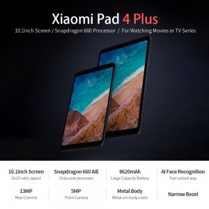 Xiaomi Mi Pad 4 Plus Tablet PC 4G LTE SIM 10.1inch FHD 4GB+64GB Face Recognition