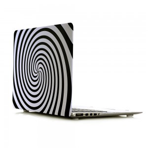 Ultra Thin Light Weight Black White Zebra Circle Spiral Pattern Laptop Hard Case Shell Cover for Apple Macbook Retina 13 13.3in