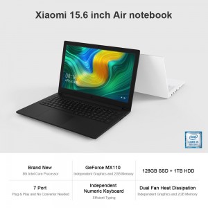 Xiaomi Mi Laptop Air Notebook 15.6 Inch Intel Core i5-8250U 4G DDR4 RAM 1T HDD + 128G SSD ROM NVIDIA GeForce MX110 2G GDDR5 Graphics Windows10(Grey)