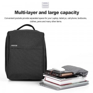 OSOCE S7 Computer Backpack Laptop Tablet PC Bag Water Resistant with USB Charging Port for up to 15.6 inch Laptop Black
