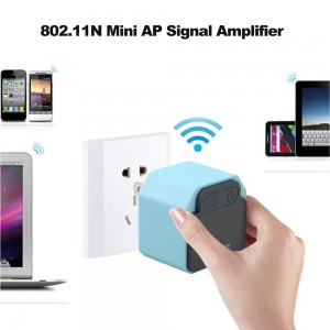 300M Wireless WiFi Repeater 802.11N Mini AP Signal Amplifier Range Extender Signal Booster WiFi Signal Range Extender US Plug Light Blue