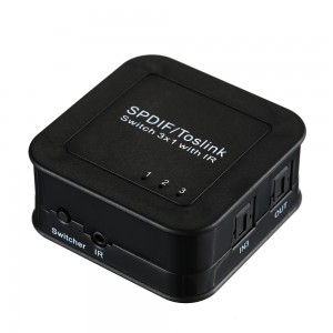 SPDIF Optical Audio Switcher with Remote Control Digital TOSLINK Switch Box (3 Inputs 1 Output)